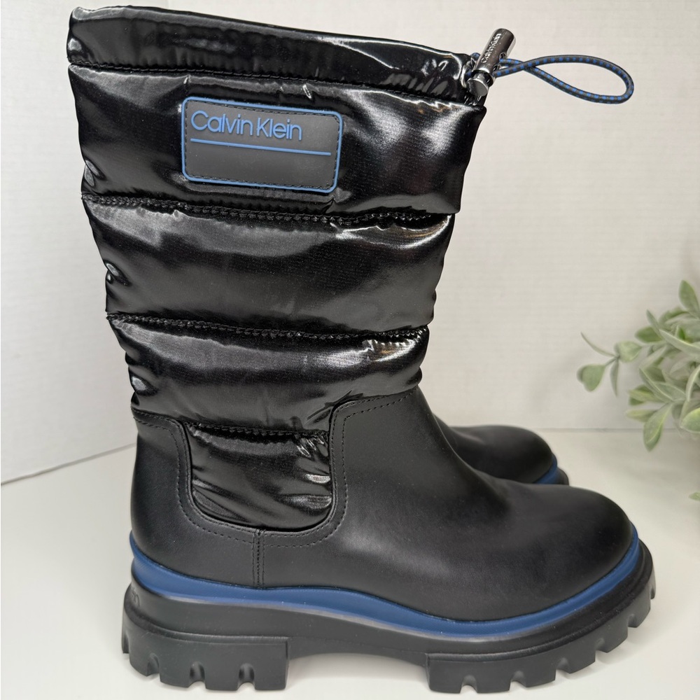 Calvin Klein Laeton Black Puffer Rain/Snow Boot Womens Size 8 Outdoor Minimalist - Picture 2 of 16